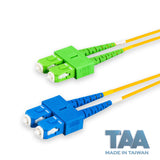TAA合規 | 電信級 0.2dB 單模雙工 SC/APC to SC/UPC 光纖跳線 | 康寧纖芯 | OFNR 外被