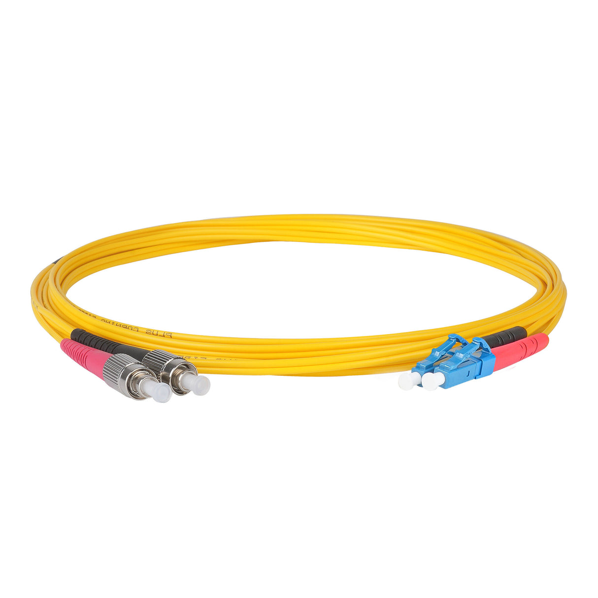 Ultra Low Loss 0.1dB FC/APC to LC/UPC Single-mode Duplex Fiber Patch Cable | Corning SMF-28 Ultra Fiber | Red and Black Boots | OS1/OS2 Compatible | OFNR Jacket