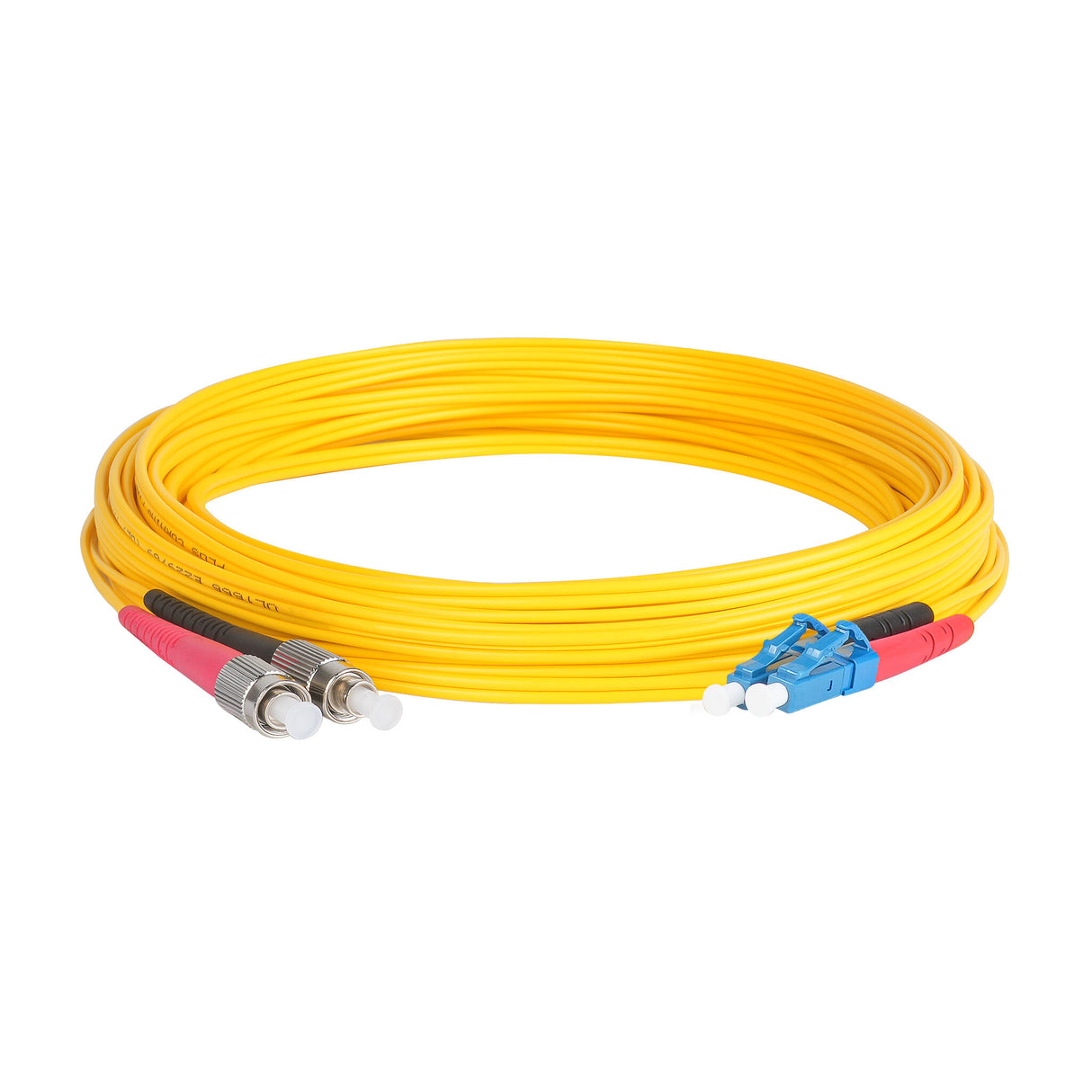 Ultra Low Loss 0.1dB FC/APC to LC/UPC Single-mode Duplex Fiber Patch Cable | Corning SMF-28 Ultra Fiber | Red and Black Boots | OS1/OS2 Compatible | OFNR Jacket