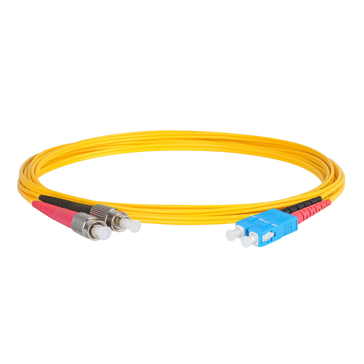 Ultra Low Loss 0.1dB FC/APC to SC/UPC Single-mode Duplex Fiber Patch Cable | Corning SMF-28 Ultra Fiber | Red and Black Boots | OS1/OS2 Compatible | OFNR Jacket