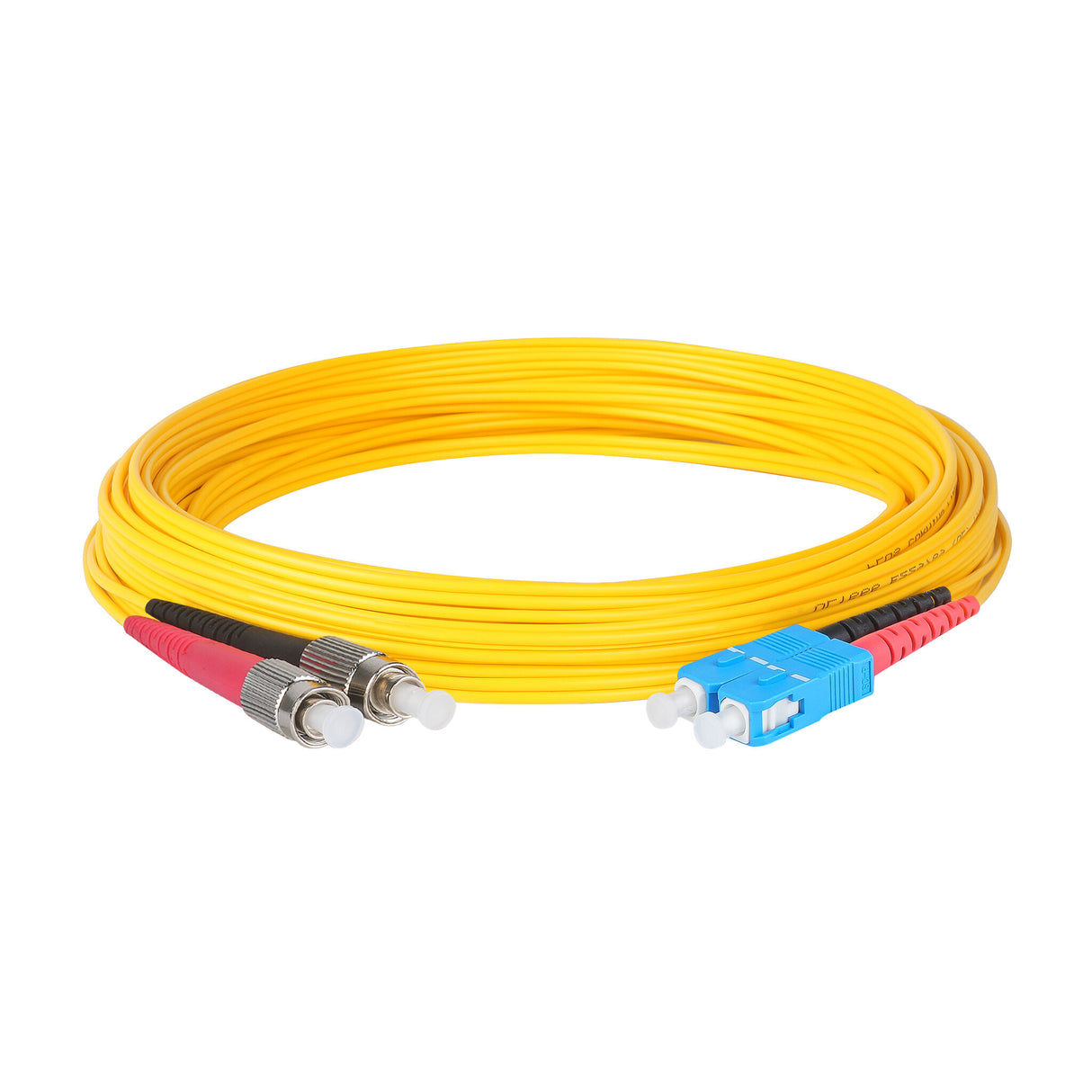 Ultra Low Loss 0.1dB FC/APC to SC/UPC Single-mode Duplex Fiber Patch Cable | Corning SMF-28 Ultra Fiber | Red and Black Boots | OS1/OS2 Compatible | OFNR Jacket