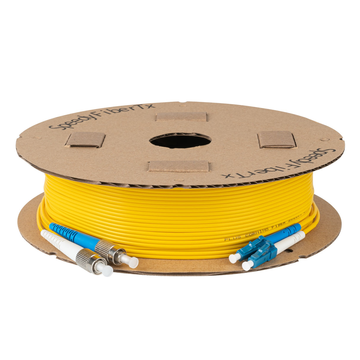 Ultra Low Loss 0.1dB LC/UPC to FC/UPC Single-mode Duplex Fiber Patch Cable | Corning SMF-28 Ultra Fiber | Blue and White Boots | OS1/OS2 Compatible | OFNR Jacket