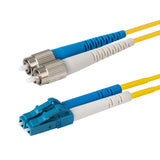 Ultra Low Loss 0.1dB LC/UPC to FC/UPC Single-mode Duplex Fiber Patch Cable | Corning SMF-28 Ultra Fiber | Blue and White Boots | OS1/OS2 Compatible | OFNR Jacket