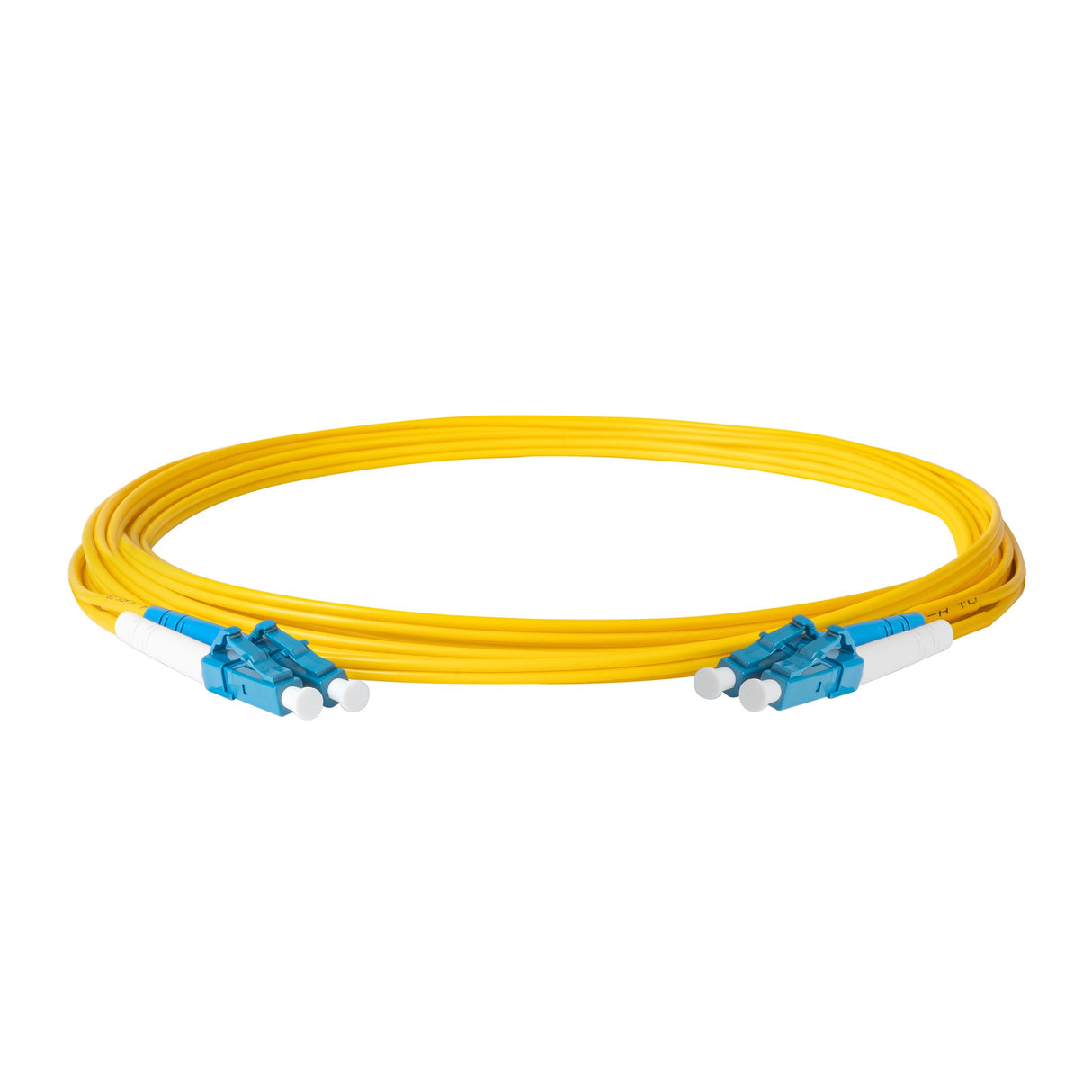 Ultra Low Loss 0.1dB LC/UPC to LC/UPC Single-mode Duplex Fiber Patch Cable | Corning SMF-28 Ultra Fiber | Blue and White Boots | OS1/OS2 Compatible | OFNR Jacket