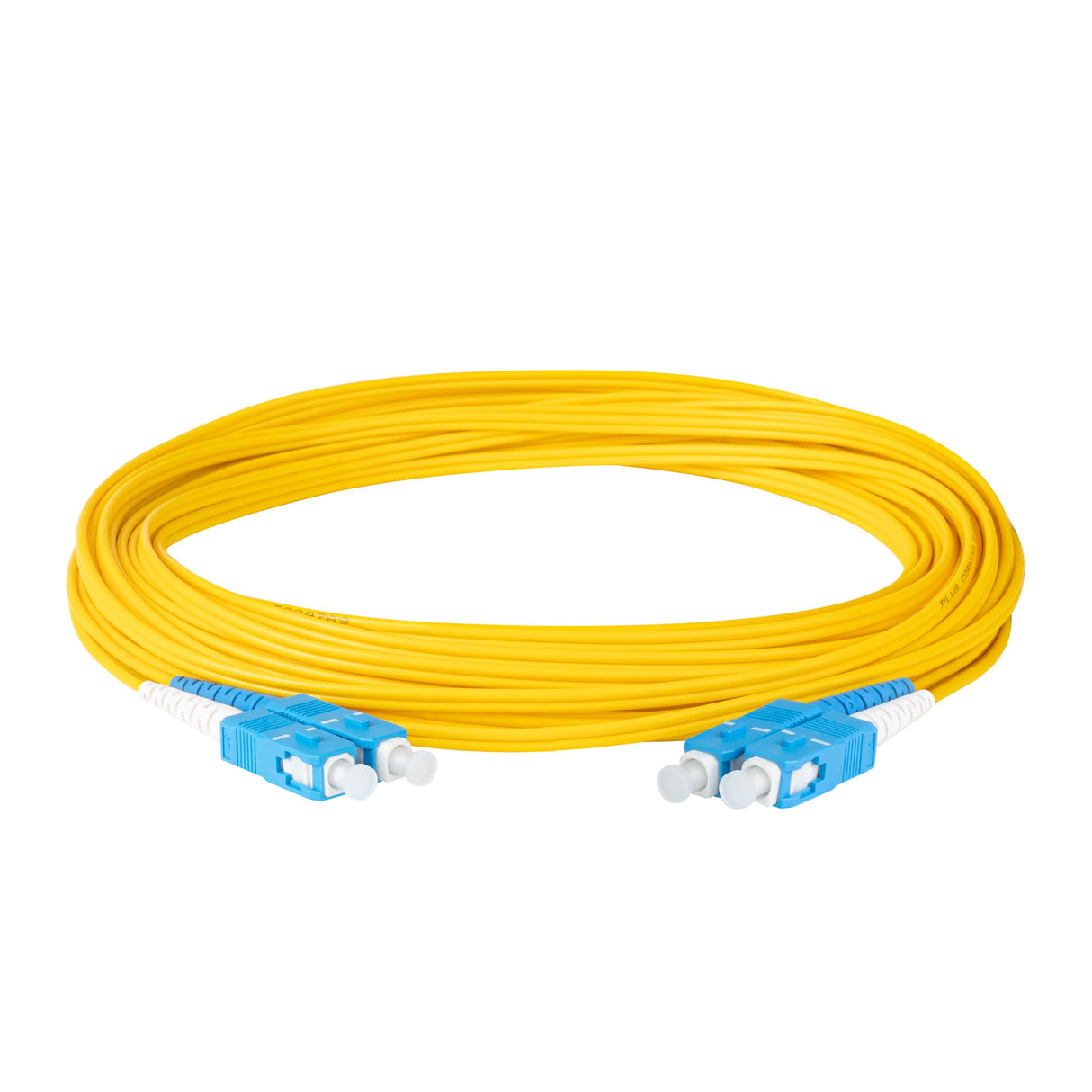 Ultra Low Loss 0.1dB SC/UPC to SC/UPC Single-mode Duplex Fiber Patch Cable | Corning SMF-28 Ultra Fiber | Blue and White Boots | OS1/OS2 Compatible | OFNR Jacket