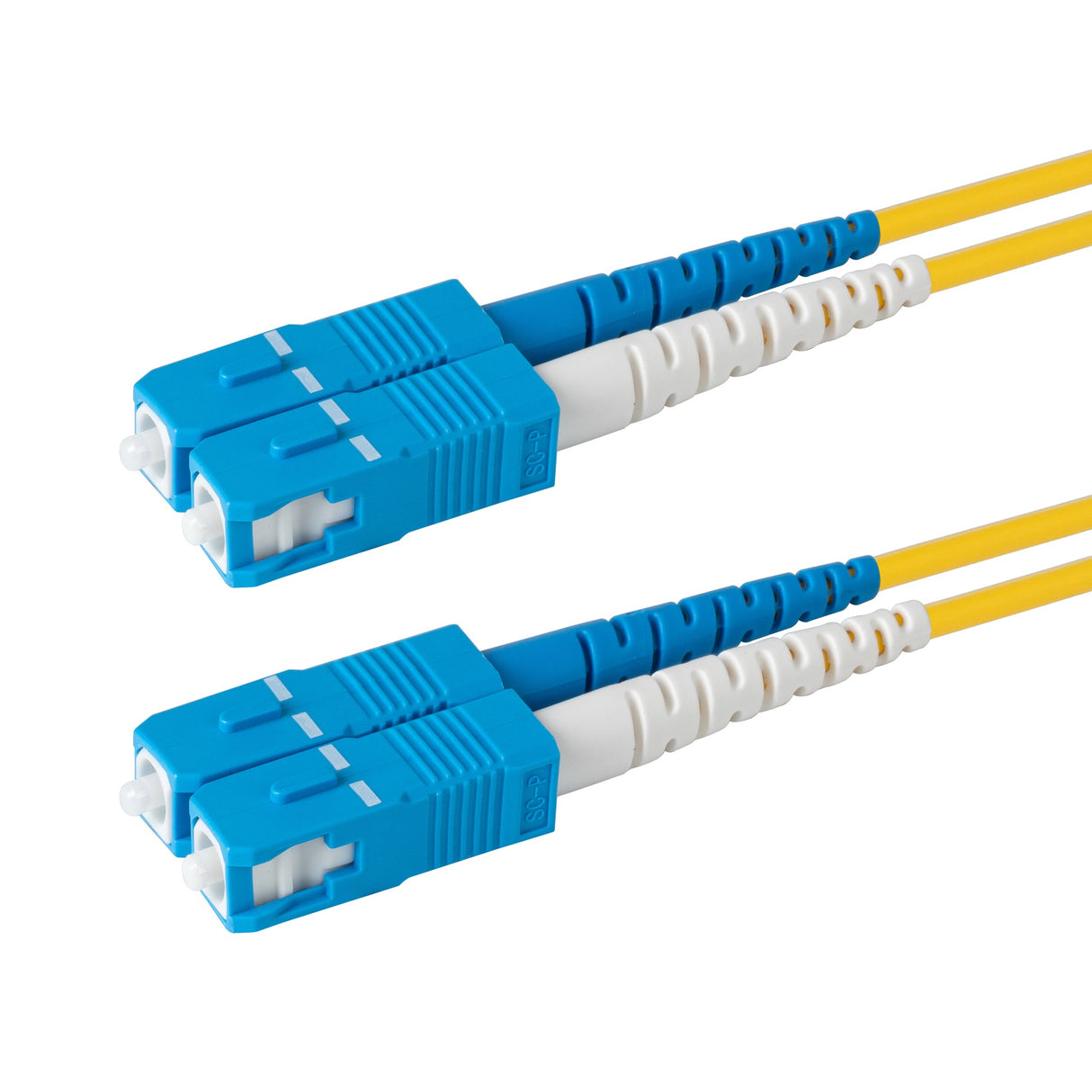 Ultra Low Loss 0.1dB SC/UPC to SC/UPC Single-mode Duplex Fiber Patch Cable | Corning SMF-28 Ultra Fiber | Blue and White Boots | OS1/OS2 Compatible | OFNR Jacket