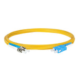 Ultra Low Loss 0.1dB SC/UPC to ST/UPC Single-mode Duplex Fiber Patch Cable | Corning SMF-28 Ultra Fiber | Blue and White Boots | OS1/OS2 Compatible | OFNR Jacket