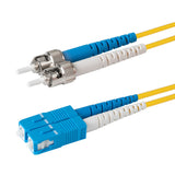 Ultra Low Loss 0.1dB SC/UPC to ST/UPC Single-mode Duplex Fiber Patch Cable | Corning SMF-28 Ultra Fiber | Blue and White Boots | OS1/OS2 Compatible | OFNR Jacket