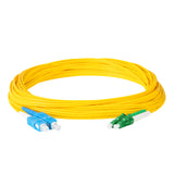 Ultra Low Loss 0.1dB LC/APC to SC/UPC Single-mode Duplex Fiber Patch Cable | Corning SMF-28 Ultra Fiber | Green, Blue and White Boots | OS1/OS2 Compatible | OFNR Jacket