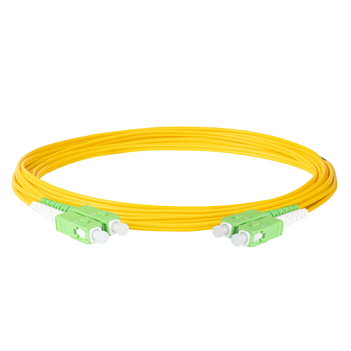 0.2dB SC/APC to SC/APC Single-mode Duplex Fiber Patch Cable | Corning SMF-28 Ultra Fiber | Green and White Boots | OS1/OS2 Compatible | OFNR Jacket