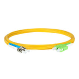 Ultra Low Loss 0.1dB SC/APC to ST/UPC Single-mode Duplex Fiber Patch Cable | Corning SMF-28 Ultra Fiber | Green, Blue and White Boots | OS1/OS2 Compatible | OFNR Jacket