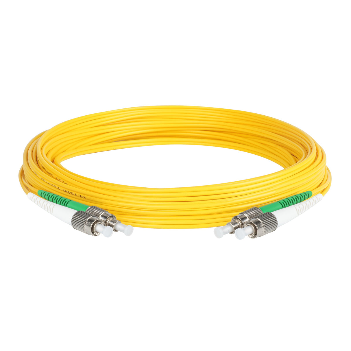 0.2dB FC/APC to FC/APC Single-mode Duplex Fiber Patch Cable | Corning SMF-28 Ultra Fiber | Green and White Boots | OS1/OS2 Compatible | OFNR Jacket