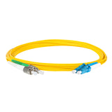 0.2dB FC/APC to LC/UPC Single-mode Duplex Fiber Patch Cable | Corning SMF-28 Ultra Fiber | Green, Blue and White Boots | OS1/OS2 Compatible | OFNR Jacket