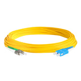 Ultra Low Loss 0.1dB FC/APC to SC/UPC Single-mode Duplex Fiber Patch Cable | Corning SMF-28 Ultra Fiber | Green, Blue and White Boots | OS1/OS2 Compatible | OFNR Jacket
