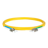 Ultra Low Loss 0.1dB FC/APC to ST/UPC Single-mode Duplex Fiber Patch Cable | Corning SMF-28 Ultra Fiber | Green, Blue and White Boots | OS1/OS2 Compatible | OFNR Jacket