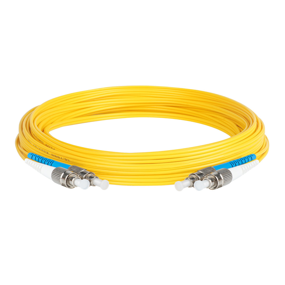 Ultra Low Loss 0.1dB FC/UPC to FC/UPC Single-mode Duplex Fiber Patch Cable | Corning SMF-28 Ultra Fiber | Blue and White Boots | OS1/OS2 Compatible | OFNR Jacket