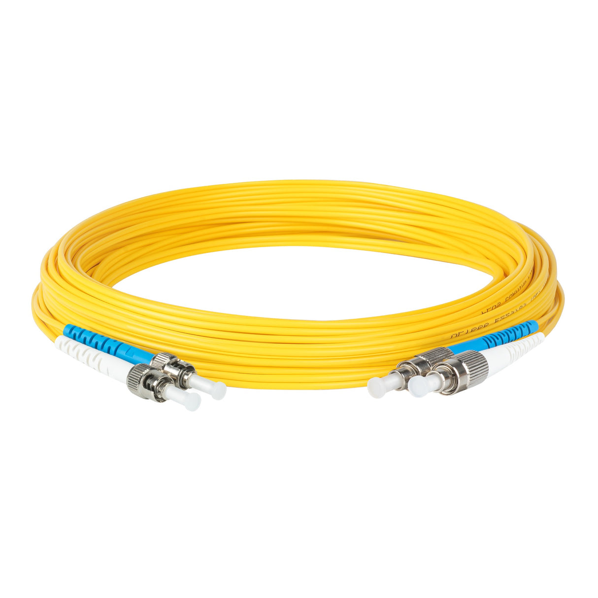 Ultra Low Loss 0.1dB ST/UPC to FC/UPC Single-mode Duplex Fiber Patch Cable | Corning SMF-28 Ultra Fiber | Blue and White Boots | OS1/OS2 Compatible | OFNR Jacket