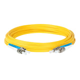 Ultra Low Loss 0.1dB ST/UPC to FC/UPC Single-mode Duplex Fiber Patch Cable | Corning SMF-28 Ultra Fiber | Blue and White Boots | OS1/OS2 Compatible | OFNR Jacket