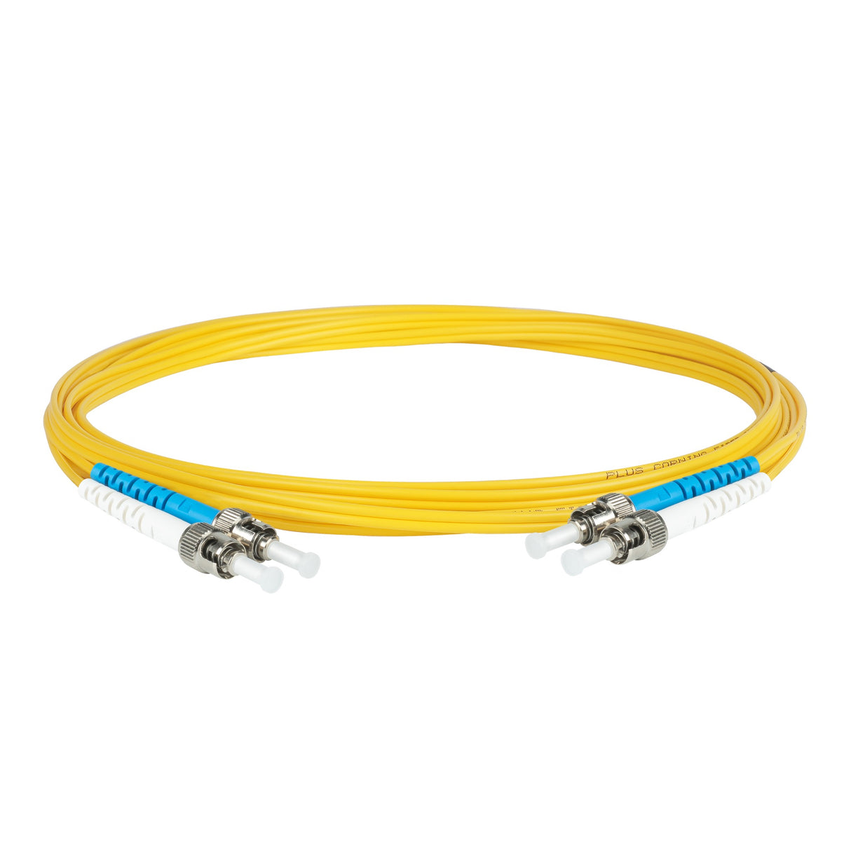 Ultra Low Loss 0.1dB ST/UPC to ST/UPC Single-mode Duplex Fiber Patch Cable | Corning SMF-28 Ultra Fiber | Blue and White Boots | OS1/OS2 Compatible | OFNR Jacket