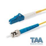 TAA合規 | 電信級 0.2dB 單模單工 LC/UPC to ST/UPC 光纖跳線 | 康寧纖芯 | OFNR 外被