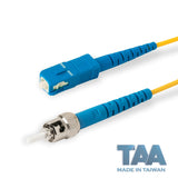 TAA合規 | 電信級 0.2dB 單模單工 SC/UPC to ST/UPC 光纖跳線 | 康寧纖芯 | OFNR 外被