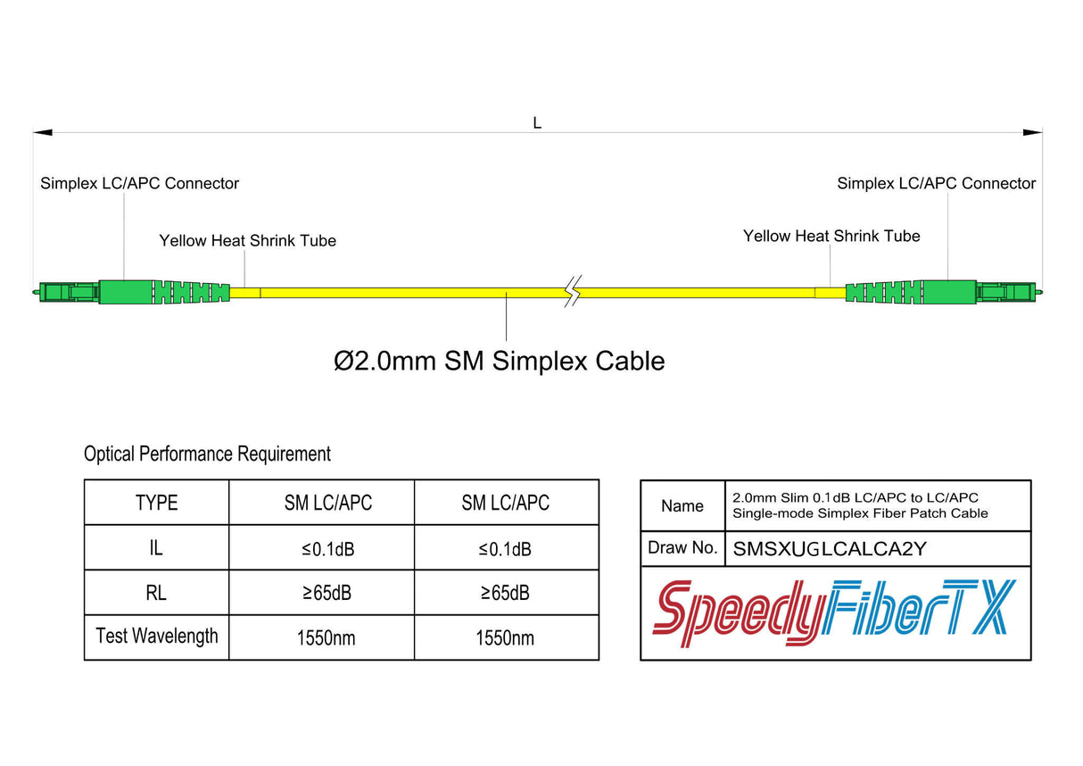 Ultra Low Loss 0.1dB Slim LC/APC to LC/APC Single-mode Simplex Fiber Patch Cable | Corning SMF-28 Ultra Fiber | OS1/OS2 Compatible | OFNR Jacket