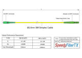 Ultra Low Loss 0.1dB Slim LC/APC to SC/APC Single-mode Simplex Fiber Patch Cable | Corning SMF-28 Ultra Fiber | OS1/OS2 Compatible | OFNR Jacket