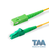 TAA合規 | 電信級 0.2dB 單模單工 LC/APC to SC/APC 光纖跳線 | 康寧纖芯 | OFNR 外被