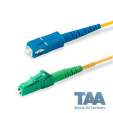 TAA合規 | 電信級 0.2dB 單模單工 LC/APC to SC/UPC 光纖跳線 | 康寧纖芯 | OFNR 外被