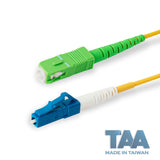 TAA合規 | 電信級 0.2dB 單模單工 SC/APC to LC/UPC 光纖跳線 | 康寧纖芯 | OFNR 外被