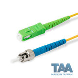 TAA合規 | 電信級 0.2dB 單模單工 SC/APC to ST/UPC 光纖跳線 | 康寧纖芯 | OFNR 外被