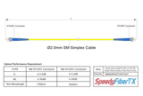 電信級 0.2dB Slim 單模單工 ST/UPC to ST/UPC光纖跳線 | 康寧纖芯 | OFNR 外被