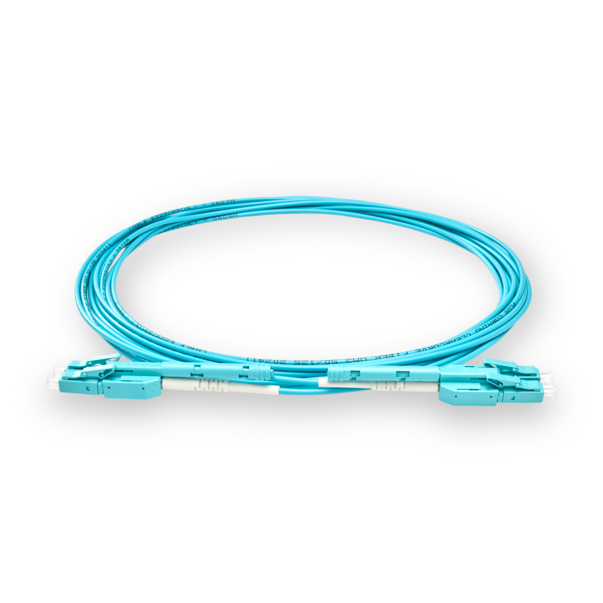 Push-Pull Tab Uniboot Ultra Low Loss 0.1dB OM4 LC/UPC to LC/UPC Fiber Patch Cable | Polarity Switchable | Corning OM4 Fiber | Aqua Connector | LSZH Jacket | Speedy Model A Push-Pull Tab Uniboot