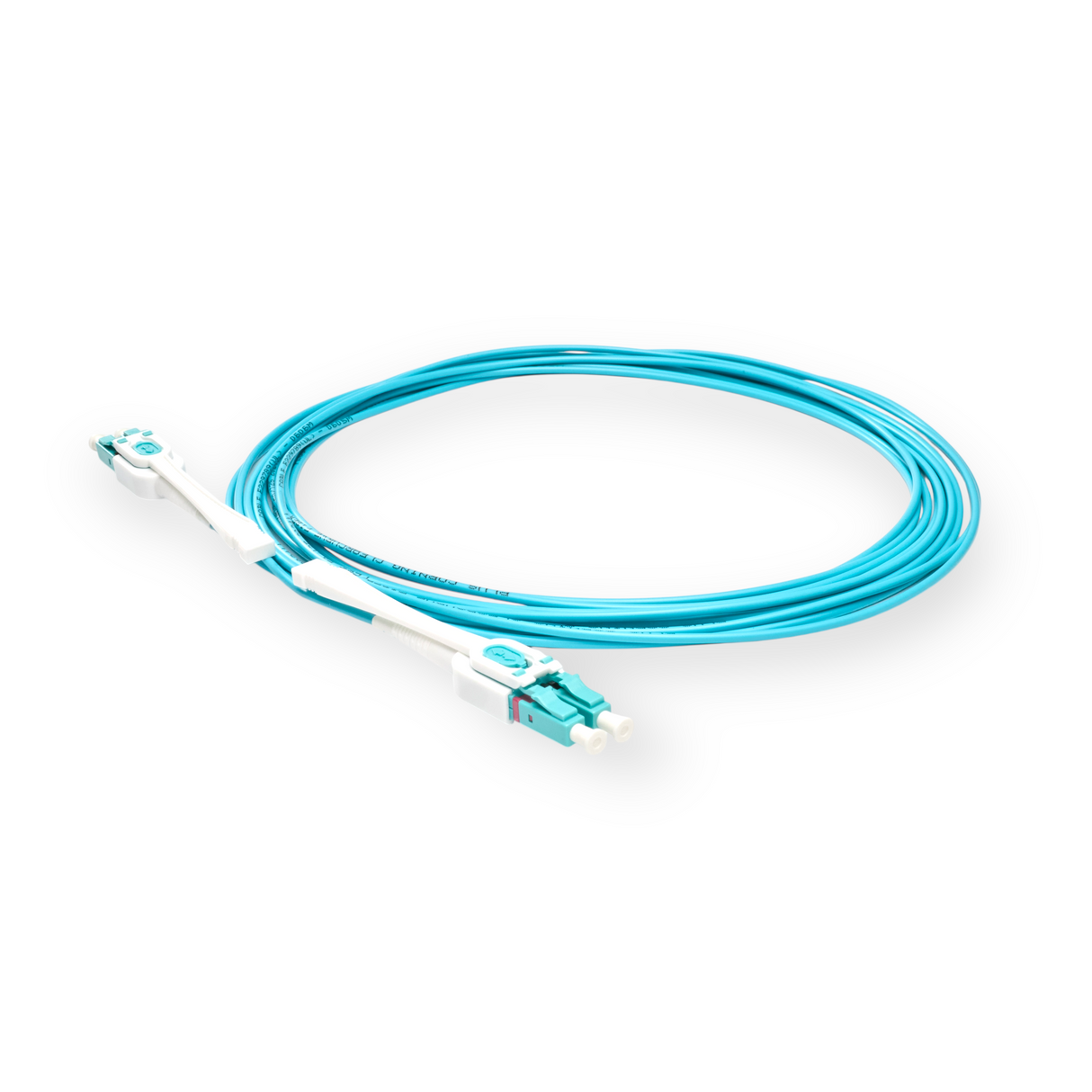 Push-Pull Tab Uniboot 0.2dB OM3 LC/UPC to LC/UPC Fiber Patch Cable | Polarity Switchable | Corning OM3 Fiber | OFNR Jacket | Speedy Model E Push-Pull Tab Uniboot