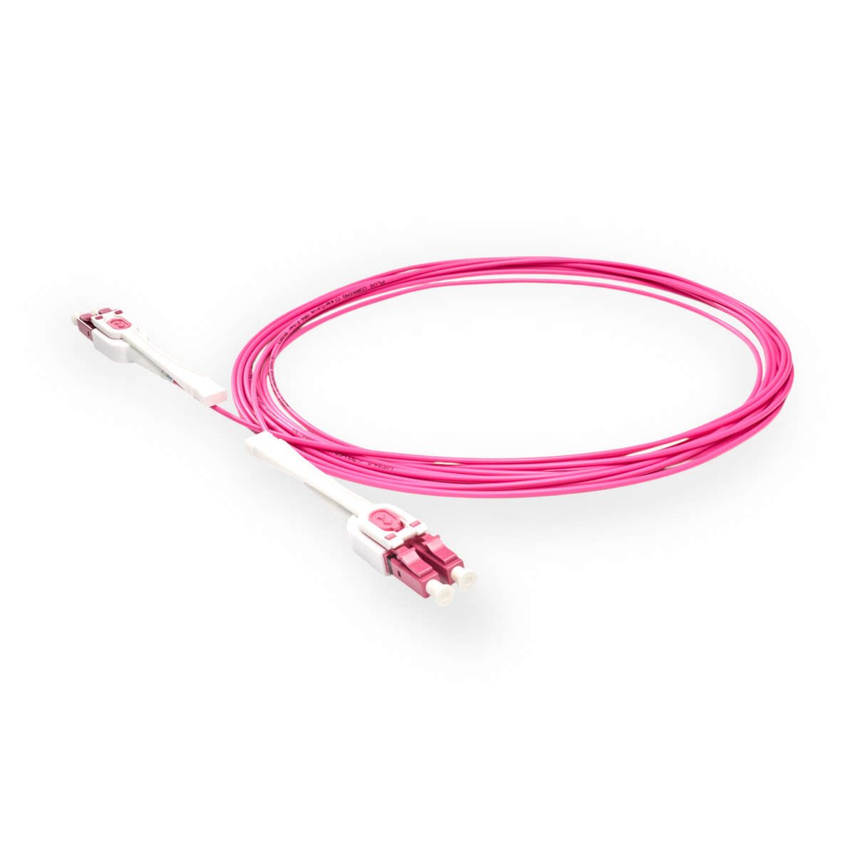 Push-Pull Tab Uniboot 0.2dB OM4 LC/UPC to LC/UPC Fiber Patch Cable | Polarity Switchable | Corning OM4 Fiber | Magenta Connector | LSZH Jacket | Speedy Model E Push-Pull Tab Uniboot