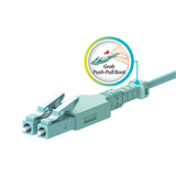 Easy-Pull Uniboot Ultra Low Loss 0.1dB OM4 LC/UPC to LC/UPC Fiber Patch Cable | Corning OM4 Fiber | Aqua Connector | OFNR Jacket | Speedy Model A Easy-Pull Uniboot