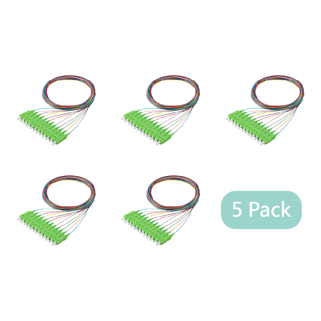 Bundle Deal – SC/APC 12-Fiber 900µm Fiber Optic Pigtail | Corning SMF-28 Ultra Fiber | OS1/OS2 Compatible | Single-mode |  1m | 5-Pack / 10-Pack