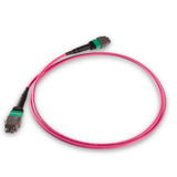 16-Fiber Elite Non-Pinned MTP/APC to Non-Pinned MTP/APC Jumper Cable | Corning ClearCurve OM4 Multimode Optical Fiber | Type B Crossover, Green MTP Connector, Magenta OFNR Cable Jacket