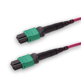 8-Fiber Elite Non-Pinned MTP/APC to Non-Pinned MTP/APC Jumper Cable | Corning ClearCurve OM4 Multimode Optical Fiber | Type B, Green MTP Connector, Magenta OFNR Cable Jacket